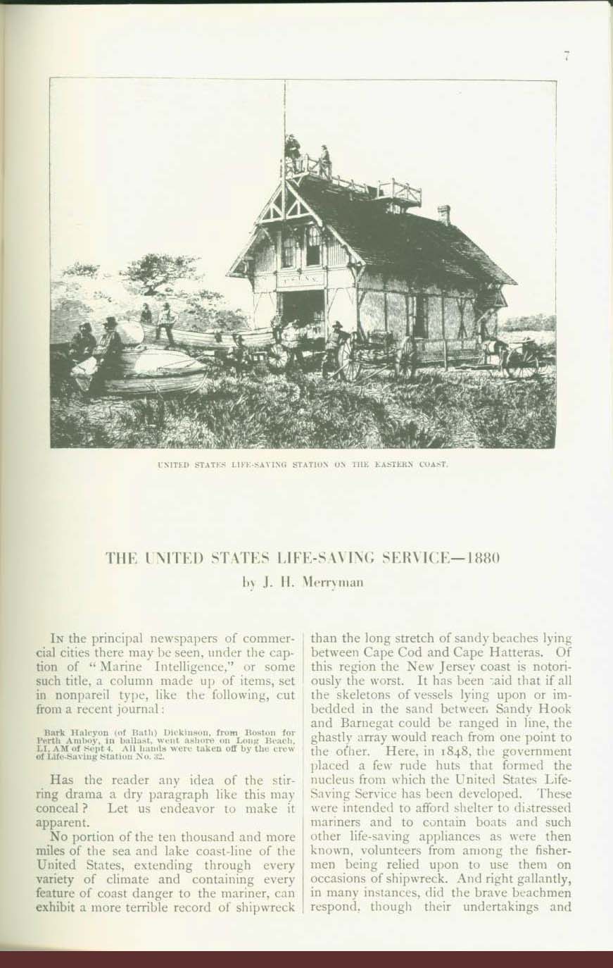 THE UNITED STATES LIFE-SAVING SERVICE--1880; predecessor to today's Coast Guard. vist0071d